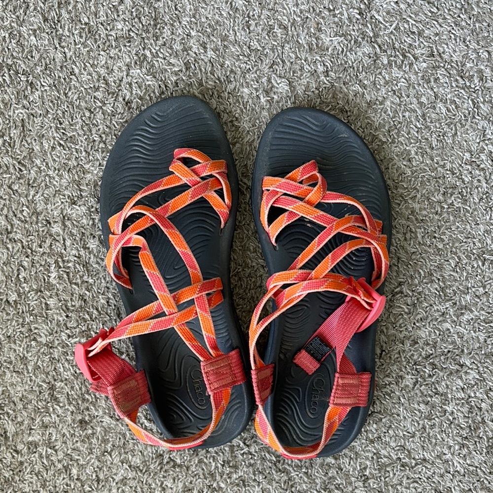 Chaco Vibrant Red and Orange Sandals